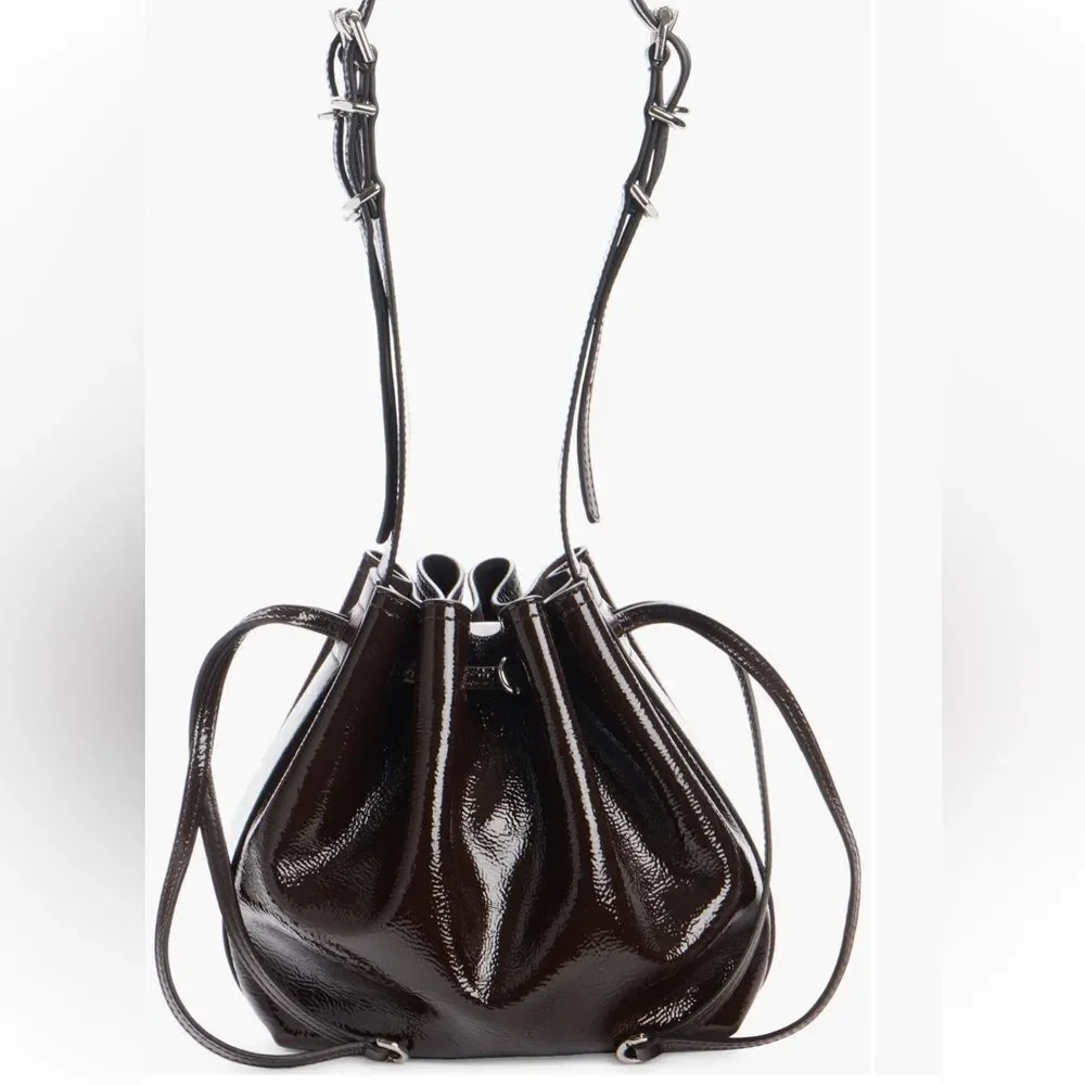 Givenchy Small Pumpkin Drawstring Leather Bucket Bag in Ebony NWT